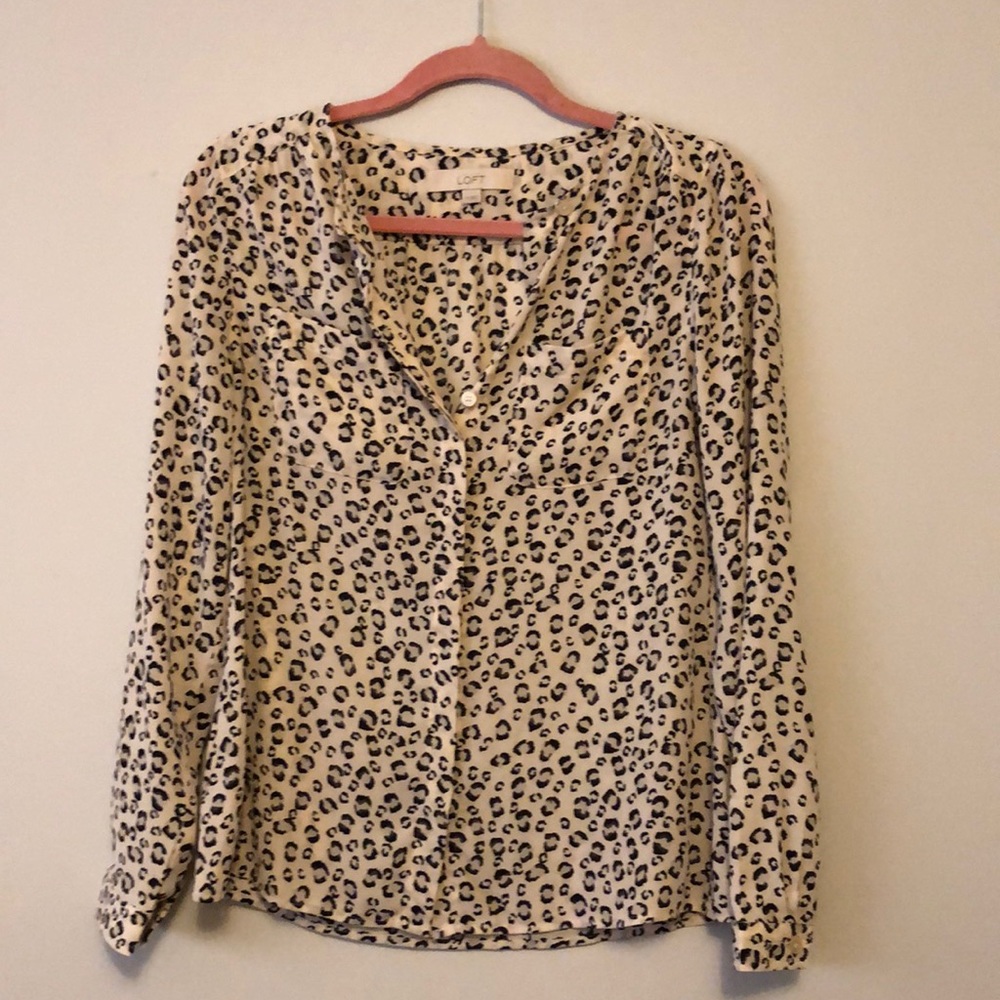 Black & White Leopard Print Blouse (XS)
